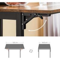 Mesa de hoja abatible, para 2-4 personas, para cocina, para espacios pequeños, marrón rústico - details 2