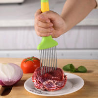 Rebanador y tensor de carne de acero inoxidable afilado, herramienta auxiliar para rebanar frutas, limón y carne - details 1