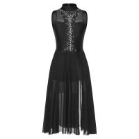 Elegante Traje de Patinaje de Hielo para Mujeres Leotardo de Ballet de Malla Transparente sin Mangas Traje de Baile Lírico Contemporáneo - details 23