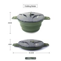 Hervidor de silicona para exteriores, utensilios de cocina plegables portátiles para picnic, olla resistente al calor, equipo fresco para acampar - details 6