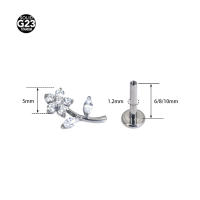 Perdingos de Labio y Oreja de Titanio F136 Starbeauty con Patrón de Caricatura Floral Rosa Joyería de Piercing de Oreja con Piedra Principal de Zirconia Cúbico - details 1