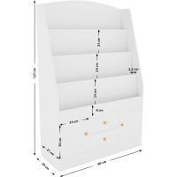 Librería Infantil Luray con 4 Estantes, 2 Cajones y 2 Compartimentos Laterales I Librería De Madera Moderna, Color:Blanco - details 2
