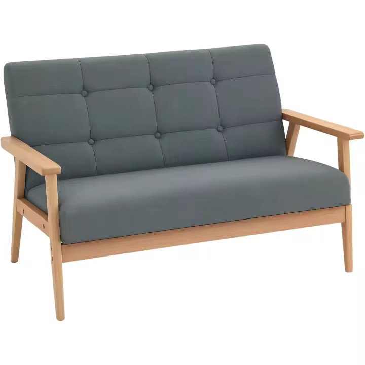 Sofá de Estilo Nórdico de Lino Mini Sofá de Dormitorio Dimensiones 115W x 66,5D x 73H cm Gris - 1