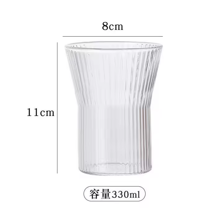 Taza de agua de vidrio resistente al calor Patrón vertical japonés Ideal para té y café - 1