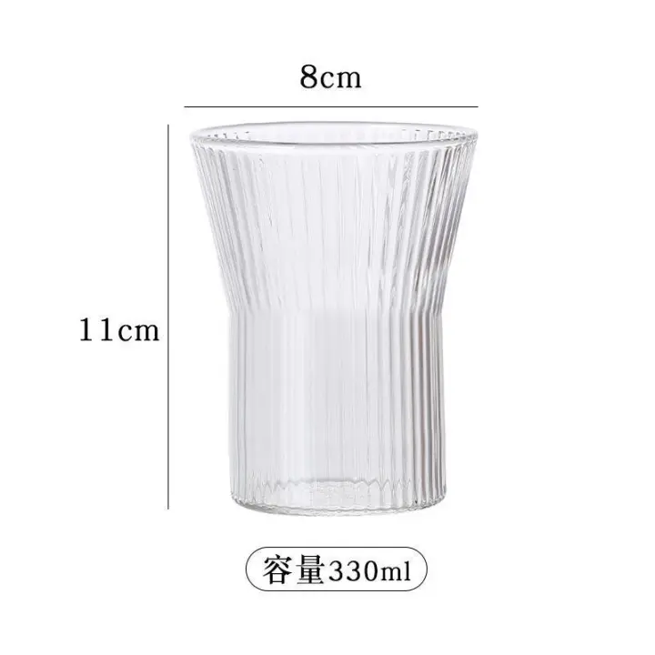 Taza de agua de vidrio resistente al calor Patrón vertical japonés Ideal para té y café - 1