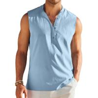 Camisetas sin mangas con cuello sin cuello estilo Hippie informal para hombre, ropa de calle, camisetas holgadas de Color sólido, ropa de verano, nueva camiseta - details 0