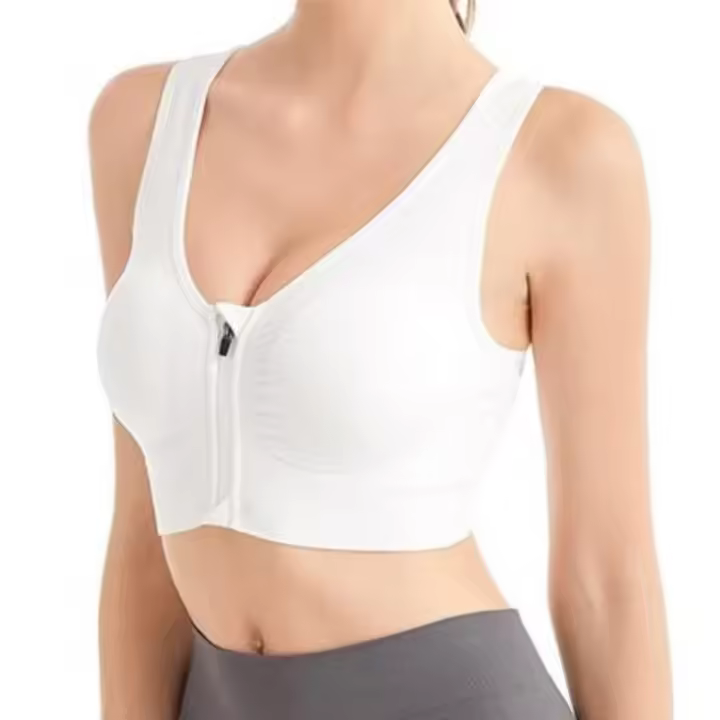 Sujetador deportivo para correr y Fitness, ropa interior con cremallera frontal para mujer, Bralette antigolpes sin aros, sujetador transpirable sin costuras - 1