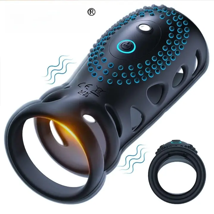Embalaje privado Anillo de manga vibratoria SEX para hombres, vibración para estimular el punto G, entrenador de erección, retardante de la eyaculación, juguete sexual 18+ - 1
