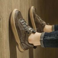 Nuevos zapatos deportivos de hombre con costuras hechas a mano clásicas con cordones de vestir de cuero genuino duraderos informales a la moda, calidad - details 3