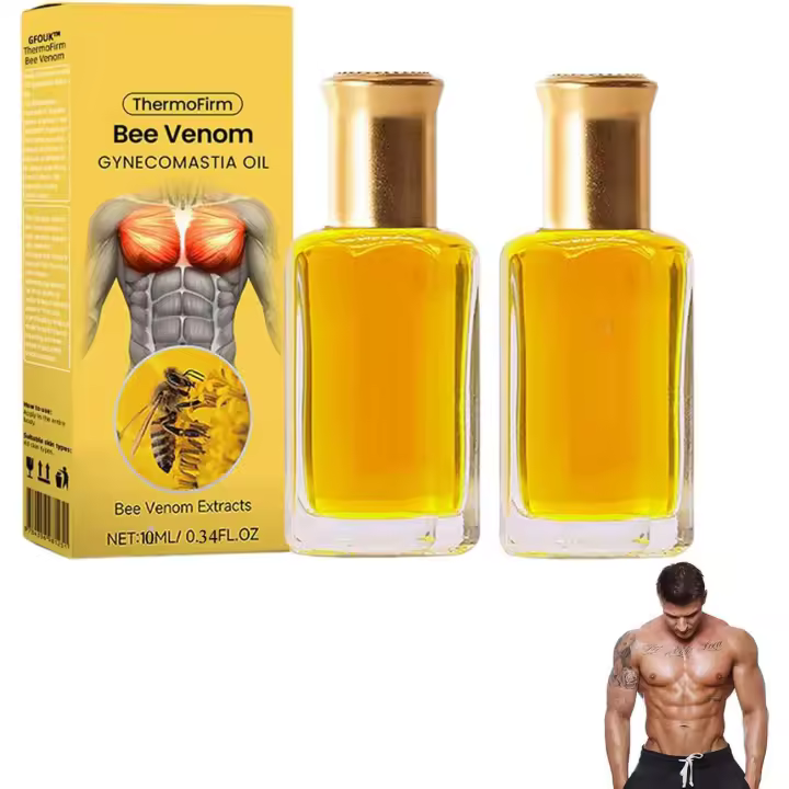 Aceite de ginecomastia ThermoFirm, nuevo aceite de veneno de abeja 2025, fortalece los músculos del pecho (2 botellas) - 1