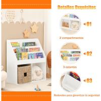 Librería Infantil Niños 3 Estanterías Estantería Estándar InfantilBlancoH80cmKMB01-WES - details 3