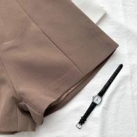 Pantalones cortos informales para mujer Corte en A, cintura alta, elegante para oficina con cinturón, vintage para primavera y verano - details 7