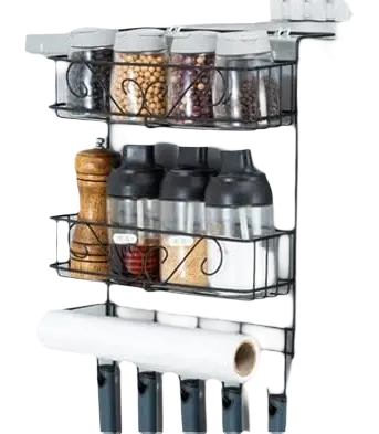 Estante multifuncional para refrigerador, suministros de cocina, estante lateral para refrigerador, estante de almacenamiento, soporte de pared lateral multicapa - 1