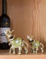 Escultura de estatua de Animal, Feng Shui de la suerte, accesorios de decoración del hogar, adornos de elefante de resina para oficina - details 2