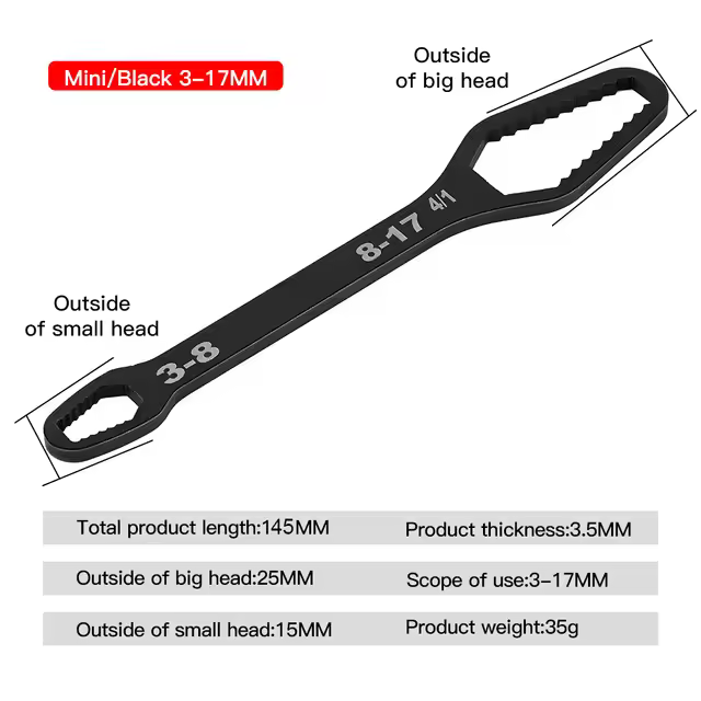 Llave de vaso ajustable de doble cabezal, herramientas de mano para fábrica, 8-22mm, Universal - 1