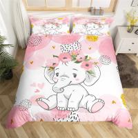 Juego de Ropa de Cama con Elefante y Flores para Bebé Animal de Dibujos Animados Lindo Cubierta de Edredón de Giraffe para Niñas y Niños - details 26