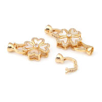 2 juegos de conectores de latón y circonita y concha de Color dorado de 18K para collares, cierres de pulsera, suministros para fabricación de joyas, accesorios Diy - details 0