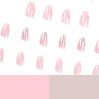 Uñas Artificiales de Bailarina de Doble Color con Brillo Longitud Media, Punta Cuadrada, Belleza para Mujeres y Niñas - details 3