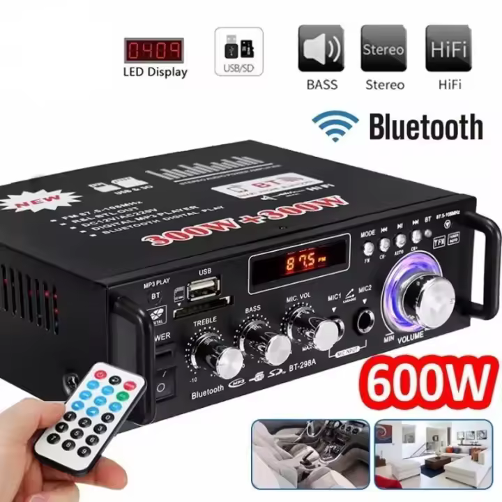 Amplificadores de Audio Digitales para el Hogar 300W+300W Estéreo de HIFI con 2 Canales BT-298A para Reproducción de Alta Calidad - 1