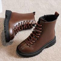 Nuevas botas planas de invierno a la moda con tobillo alto, zapatos deportivos de cuero para exteriores para niñas, zapatos baratos americanos de marca para niños - details 5
