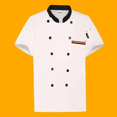 Uniforme de Chef Unisex, camisa de trabajo para restaurante, Cocina, Servicio de panadería, transpirable, manga corta, doble botonadura, chaqueta de Chef, ropa - 1