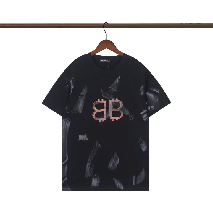 Nueva colección de verano con logotipo impreso frontal, camiseta deportiva de algodón puro con cuello redondo para hombre, camisa informal de estilo básico para pareja - 1