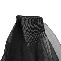 Mantilla blanca y negra de una capa para mujer y niña, velo de boda Vintage elegante, bordado de encaje Floral, accesorios para el cabello transparentes para Halloween - details 8