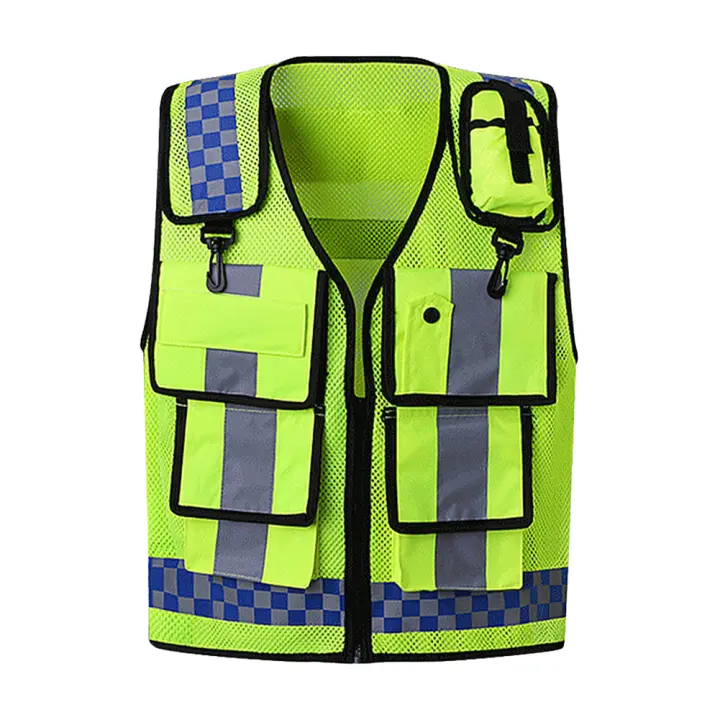 Chaleco Reflectante de Malla Vestido de Seguridad Nocturna para Ciclismo con Múltiples Bolsillos - 1
