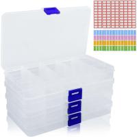 Caja de Almacenamiento de Plástico Ajustable de 4 Piezas Cajas Transparentes con 15 Compartimentos para Monedas, Artículos Pequeños, Joyas - details 1