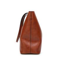 Bolso de cuero encerado de las señoras, bolso de hombro doble de la correa, simple, compras, equipaje de cuero, moda, Tote, Crossbody, bolso de mano - details 1