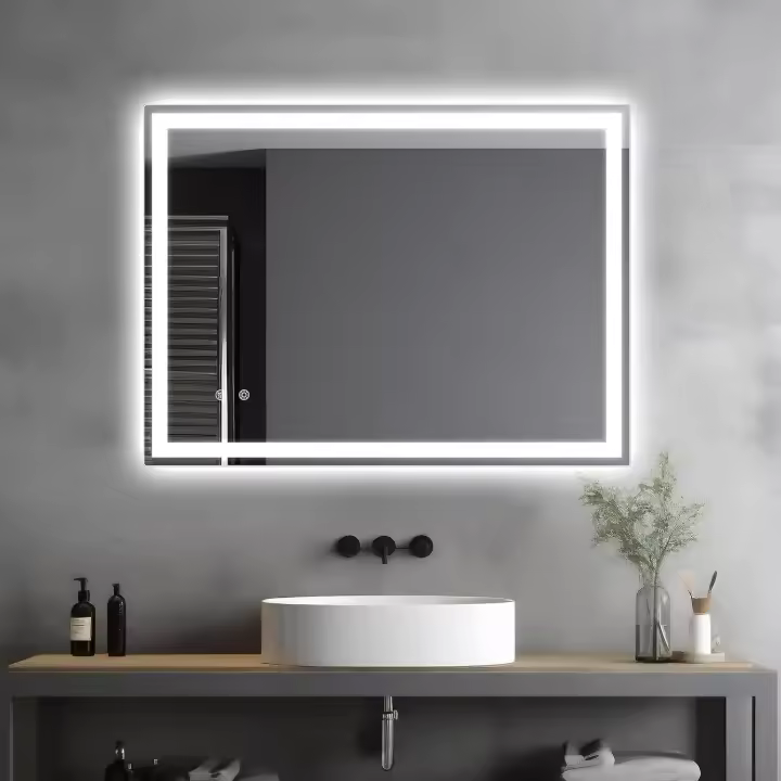 Espejo de pared para baño, luz antivaho regulable, instalación Horizontal o Vertical - 1