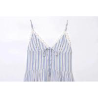 BUNO-de tirantes con cuello en V y rayas de contraste de encaje empalmado estilo de vacaciones para primavera/verano 2025 para mujer - details 3