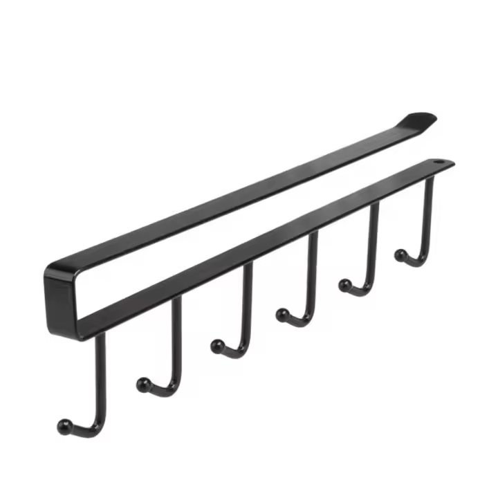 Estante para debajo del armario sin perforaciones, doble fila, 6/12 ganchos, colgador para tazas, diseño de gancho de cabeza redonda, estante colgante de gran capacidad para armario - 1