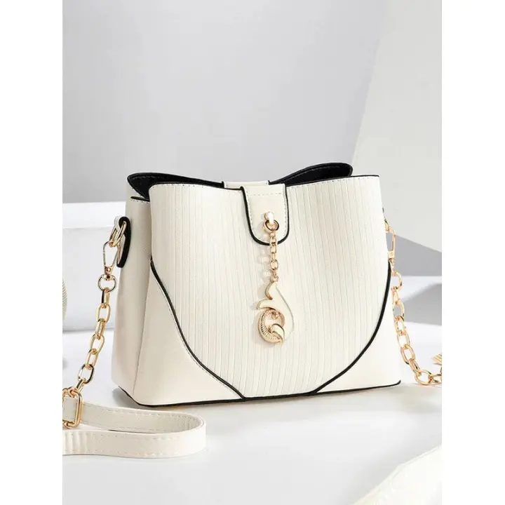 Bolso de Mano de Cuero PU de Leten Estilo Sencillo, Gran Capacidad, Monótono, Bolso Cruzado para Mujeres, Mochila de Lujo - 1