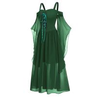 Vestido De Mujer Talla Grande Hombros Descubiertos Con Alas De Mariposa Estilo Gótico Para Halloween Vestido Elegante De Cintura Media Polyester - details 27