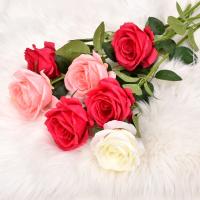 Ramo de rosas de imitación de seda, de 5 piezas rama larga, 10x51cm, centro de mesa para boda, hogar, habitación, ACCESORIOS DE CORONA DE PLANTAS falsas - details 0