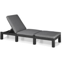 Sillón de Jardín al Aire Libre Estructura Reforzada con Cojín 4 Posiciones de Apoyo Diseño Gris - details 0