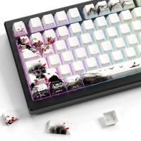XVX Plum Blossom PBT Impresión lateral que brilla a través de teclas personalizadas 75 por ciento de tinte Sub/doble disparo Juego de teclas de perfil de cereza - details 0