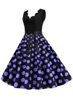 Dot print summer women elegant vintage party casual sleevelss a line dress - details 32