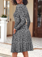 2025 nuevo vestido casual suelto con estampado floral y cuello en U de manga larga con bolsillo para mujer - details 4