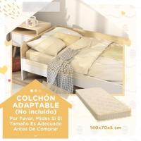 140x70 cm Cama Infantil de Madera Carga 80 kg para Dormitorio Blanco y Natural - details 5