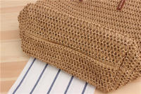 Bolso de un hombro de hierba para mujer, tejido japonés y coreano, Simple, Color sólido, ocio, vacaciones, diario, nuevo - details 7