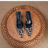 Sandalias de aguja nuevas, sencillas y versátiles, con estampado de leopardo y espalda puntiaguda. - details 31