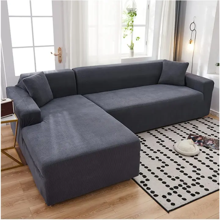 para Sillones Sofá En Forma De L, Alta Elasticidad Cubre Sofa Lavable Moda Protector para Sofás para Sala De Estar Mascota-F-Medium + Large - 1