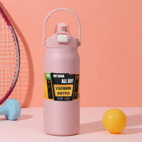 Botella de agua de acero inoxidable aislada, matraz deportivo portátil de gran capacidad con mango 2 en 1 para gimnasio, 800ml - details 2