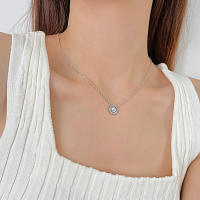 Conjunto de collar de acero inoxidable para mujer, pendientes irregulares de circón cuadrado, mosaico de moda de lujo ligero - details 5