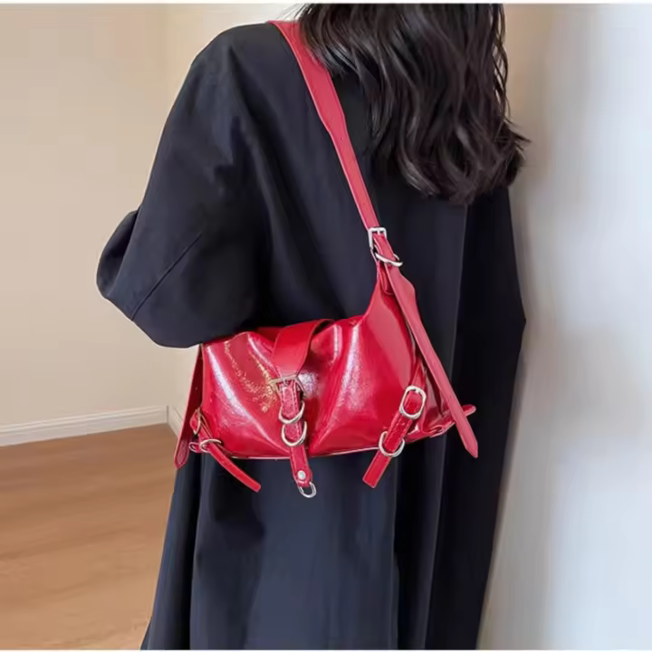 Bolso de hombro pequeño para mujer, lindo bolso Y2K, bolso de cuero de mujer estético grunge de moda para uso diario - 1