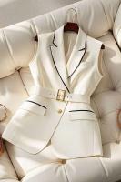 Chaleco Tre Blanco de moda coreana, nuevo artículo de otoño, top de mujer sin mangas adelgazante con cintura Viero de gama alta - details 2