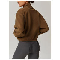Chaqueta de lana Chaqueta con cremallera para mujer Chaqueta informal suave y cómoda de invierno suave y cálida Ropa para exteriores con cuello alto - details 4