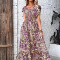 Vestido estampado de manga corta para mujer, vestidos informales con cuello en v, moda de verano - details 5